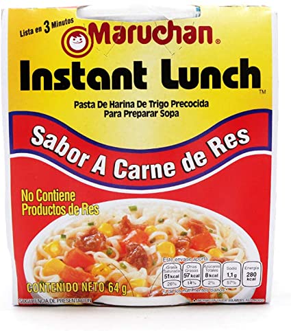 Caja 12 pz Maruchan instant lunch carne de res 64g