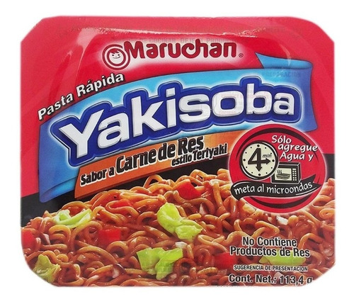 Caja 12pz Pasta rápida sabor de carne Yakisoba Maruchan 113.4 g